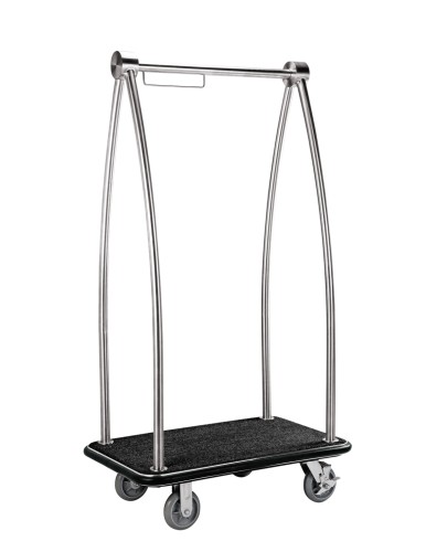 Gepäckwagen. Edelstahl. 2 schwenkbare Rollen mit Feststeller und 2 Bockrollen,