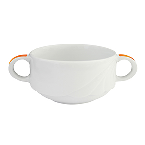 Suppen-Obere 0,26 l stapelbar - Form: Ambiente, Plus - Dekor 79520 Orange - aus Porzellan., Hersteller: Eschenbach. "Made in Germany".