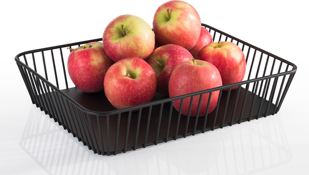 GN 1/2 Korb -URBAN- 32,5 x 26,5 cm, H: 7,5 cm Metall, schwarz mit Antirutsch-Füßchen spülmaschinengeeignet stapelbar Farbe: