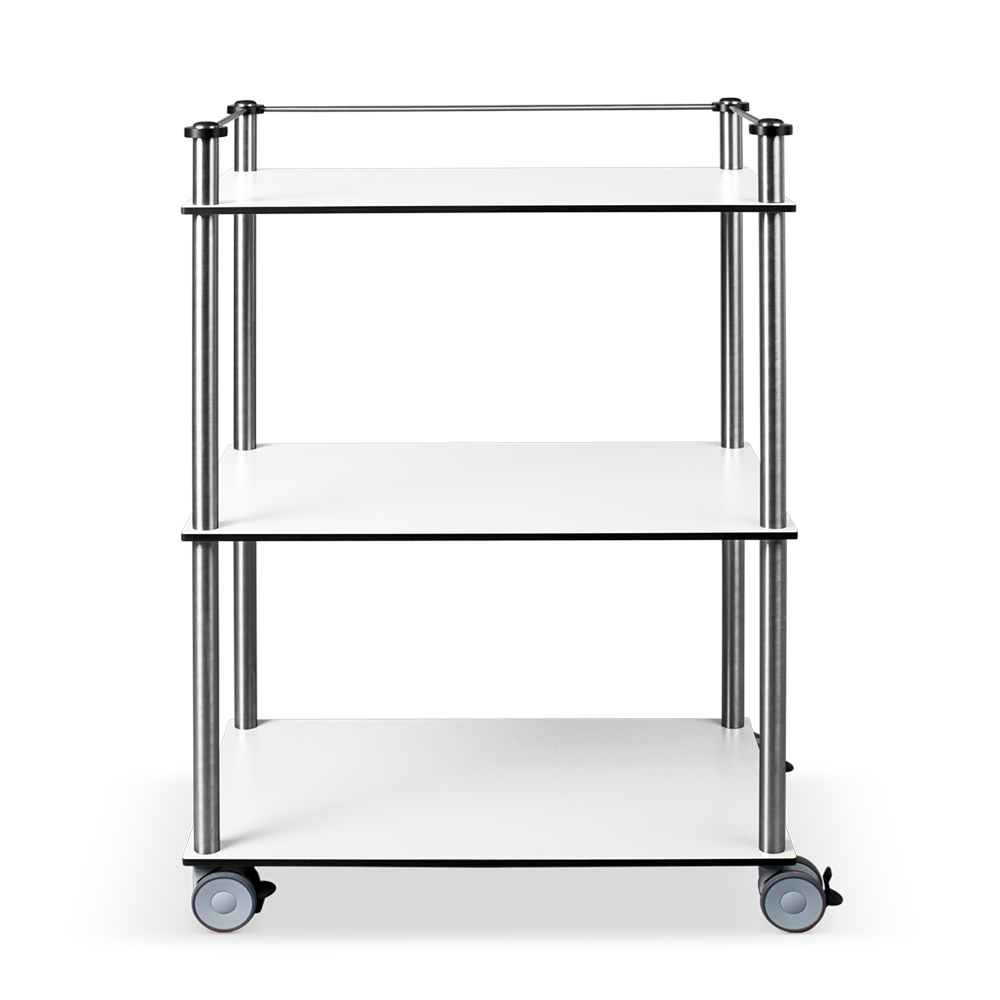 ETHERNASOLID® MULTICART Etagenwagen W23 mit 3 Böden und Reling 3-seitig, weiß