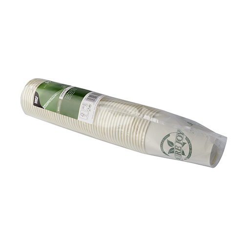 50 Trinkbecher, Pappe 0,2 l Ø 7,3 cm · 9,9 cm weiss "Pure Joy" von PAPSTAR