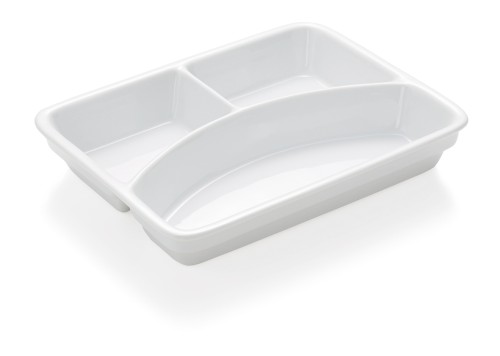 Abteilschale. 3-fach Unterteilung. Porzellan. Maße: 22,5 x 16,5 x 4 LxBxH.