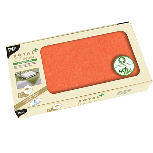 12 Mitteldecken, stoffähnlich, PV-Tissue "ROYAL Collection Plus" 80 cm x 80 cm nektarine von PAPSTAR