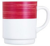 Henkelbecher 0,25 l aus Opalglas Form Brush - Red / Rot Arcoroc