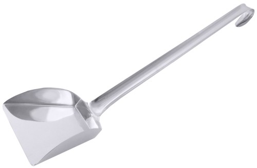 Paella-/Pilz-Schaufel aus Edelstahl 18/10, hochglänzend, fugenlos, mit Hakenstiel, zum Servieren von Speisen aus Riesenpfannen, z.B.