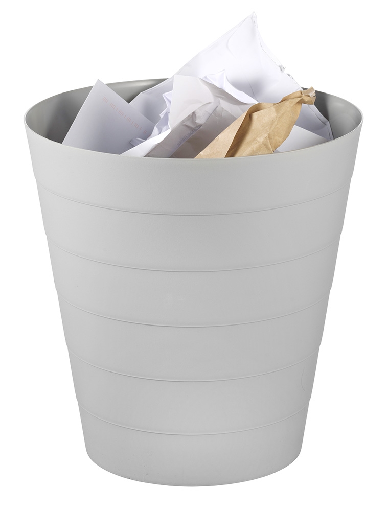 Papierkorb RONDI, Farbe: grau, Volumen: 13,5 Liter, Material: Kunststoff, Höhe: 30 cm, Durchmesser: 29 cm