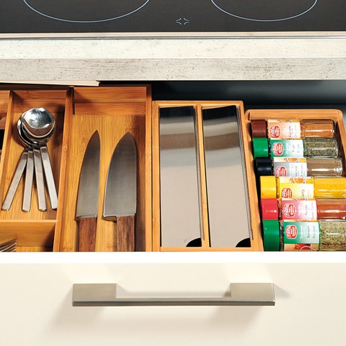 Kesper Folienspender für die Schublade, 3 Fächer, Bambus FSC