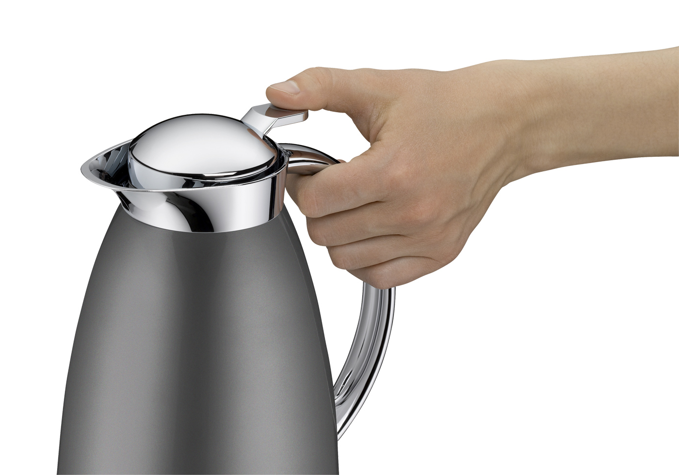 Isolierkanne Gusto space grey polished 1,0 l; Tisch Accessoire by Martin Hauenstein; hochwertiger Edelstahl mit Hartglaseinsatz