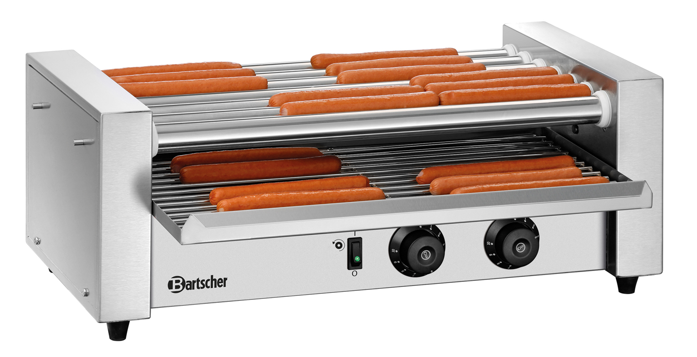 Bartscher Würstchen-Rollergrill 7181 |Kontrollleuchte: Heizen ,Rollen in Betrieb |Maße: 60 x 32 x 23,0 cm. Gewicht: 13,3 kg