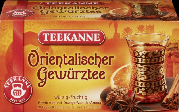 Teekanne Ländertee - Orientalischer Gewürztee Tassenportion mit Papierumhüllung Inhalt: 20 Beutel