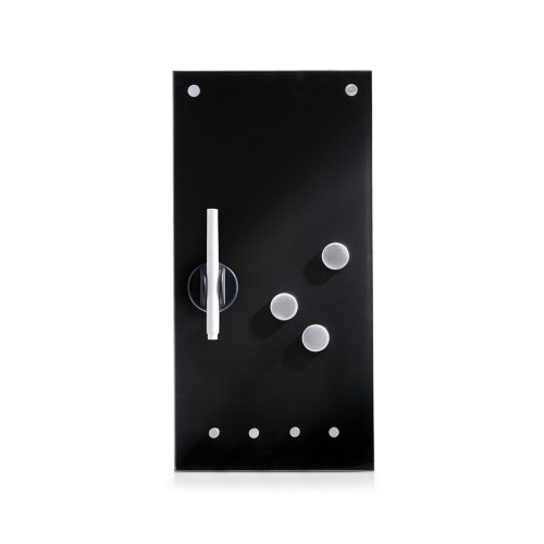 Zeller Memobord m. Haken, Glas, schwarz 20x4x40cm
