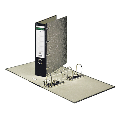 Centra Doppelordner 75mm 2 x DIN A5 quer 4 Bügel Pappe Wolkenmarmor schwarz, Rückenbreite: 75 mm, 2 x DIN A5 quer, 4