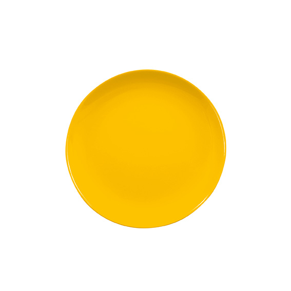 Teller flach coup 21 cm - Form: Baristar - Dekor, 79170 sonnengelb - aus Porzellan. Hersteller:, Eschenbach. "Made in Germany".