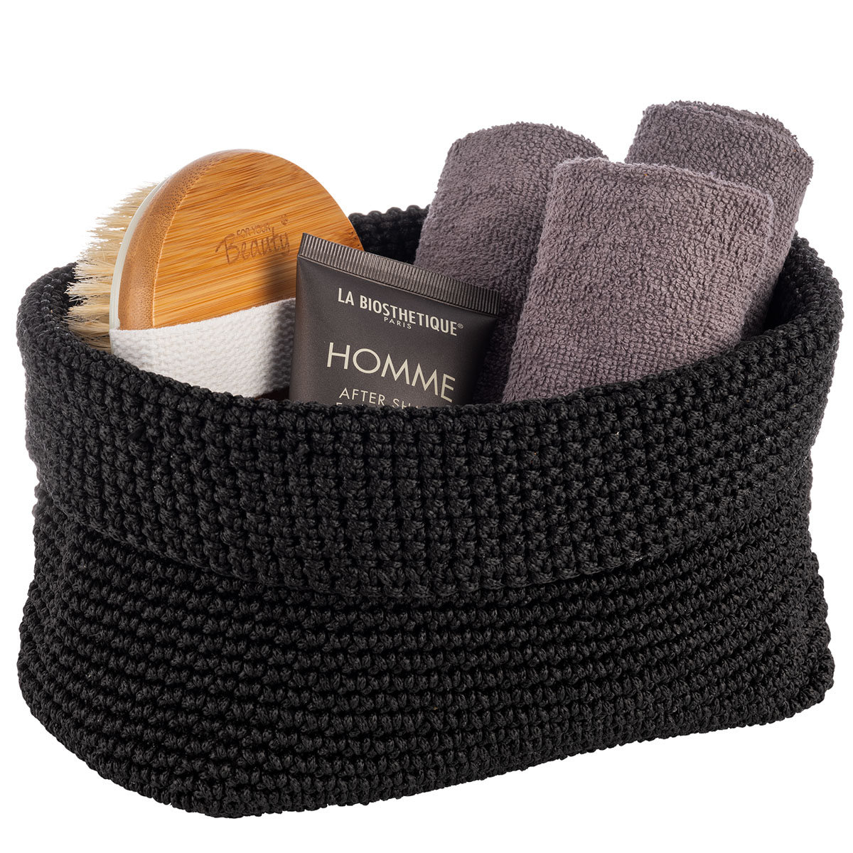 Häkelkorb, 24 x 17,5 cm, H: 12 cm, Polyester, umgekrempelt kann die Höhe, individuell gestaltet werden