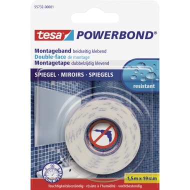 tesa® Montageklebeband Powerbond® Spiegel 19 mm x 1,5 m (B x L) beidseitig klebend