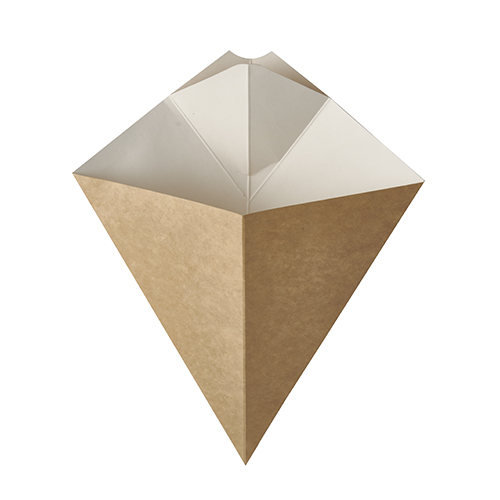 50 Pommes-Frites-Spitztüten mit Dip-Ecke, Pappe "pure" 23,5 cm x 19 cm braun/weiss Füllinhalt 150 g von PAPSTAR