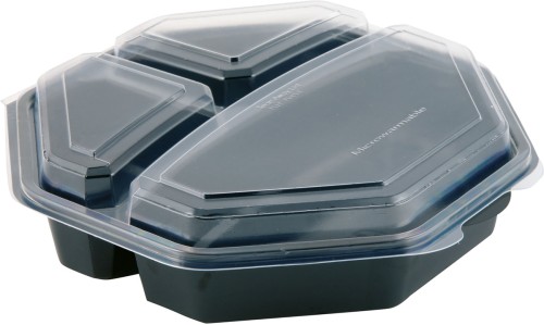 Duni Octaview® 230 x 230 x 60 mm Schwarz 3-Teilung, 160 Stk/Krt (1 x 160 Stk)