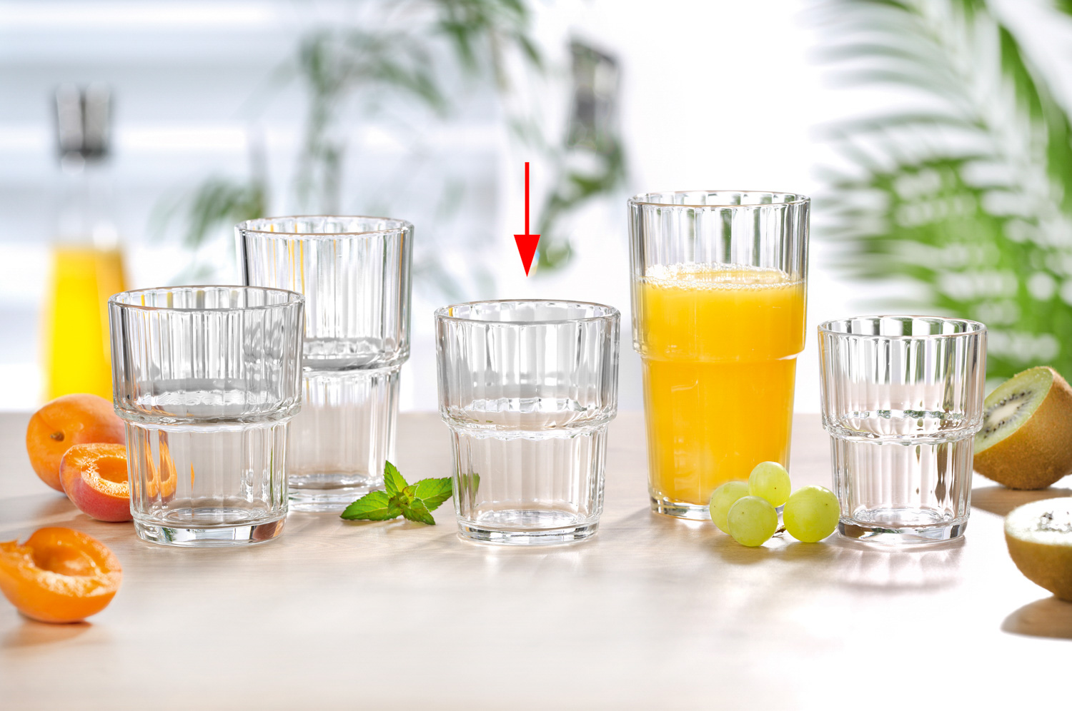 Saftglas NORVEGE, Inhalt: 0,25 Liter, Höhe: 94 mm, Durchmesser: 77 mm, stapelbar, Arcoroc.