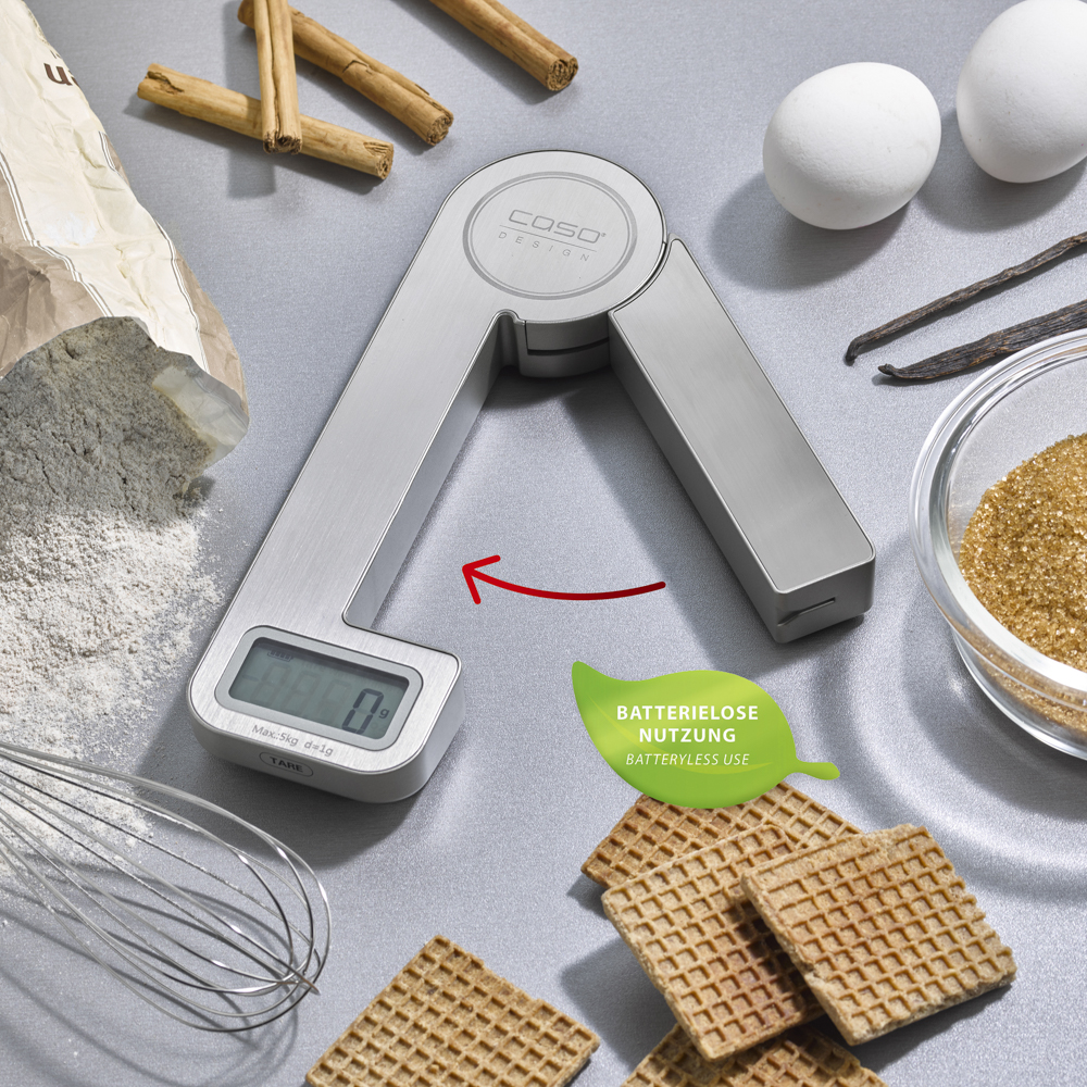 Caso Küchenwaage KITCHEN ECOSTYLE, umweltfreundlich mit kinetischer Energie durch Bewegung des Schenkels,