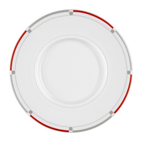 Seltmann Untertasse 1 15,5 cm, Form: Vitalis, Dekor: 34440 rot-grau