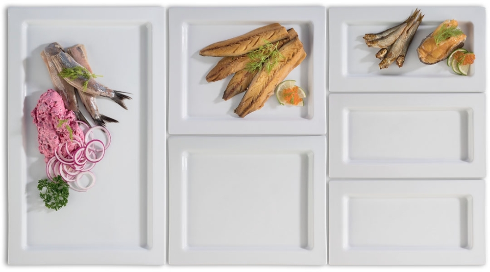 GN 1/1 Tablett -FRAMES- 53 x 32,5 cm, H: 2 cm Porzellan hitzebeständig bis 220°C spülmaschinengeeignet stapelbar