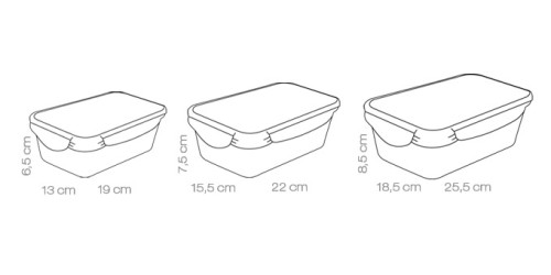 Dose FRESHBOX 3 St., 1.0, 1.5 ,2.5 l, rechteckig