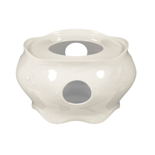 Seltmann Stövchen, rund mit Relief, Form: Rubin, weiss cream, hohe Kantenschlagfestigkeit, Made in Germany