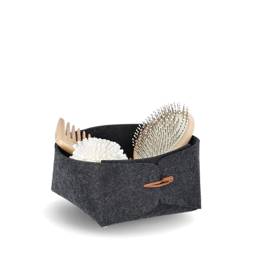 Aufbewahrungskorb, Filz, anthrazit / Maße: 13,5x13,5x7,5, faltbar cm