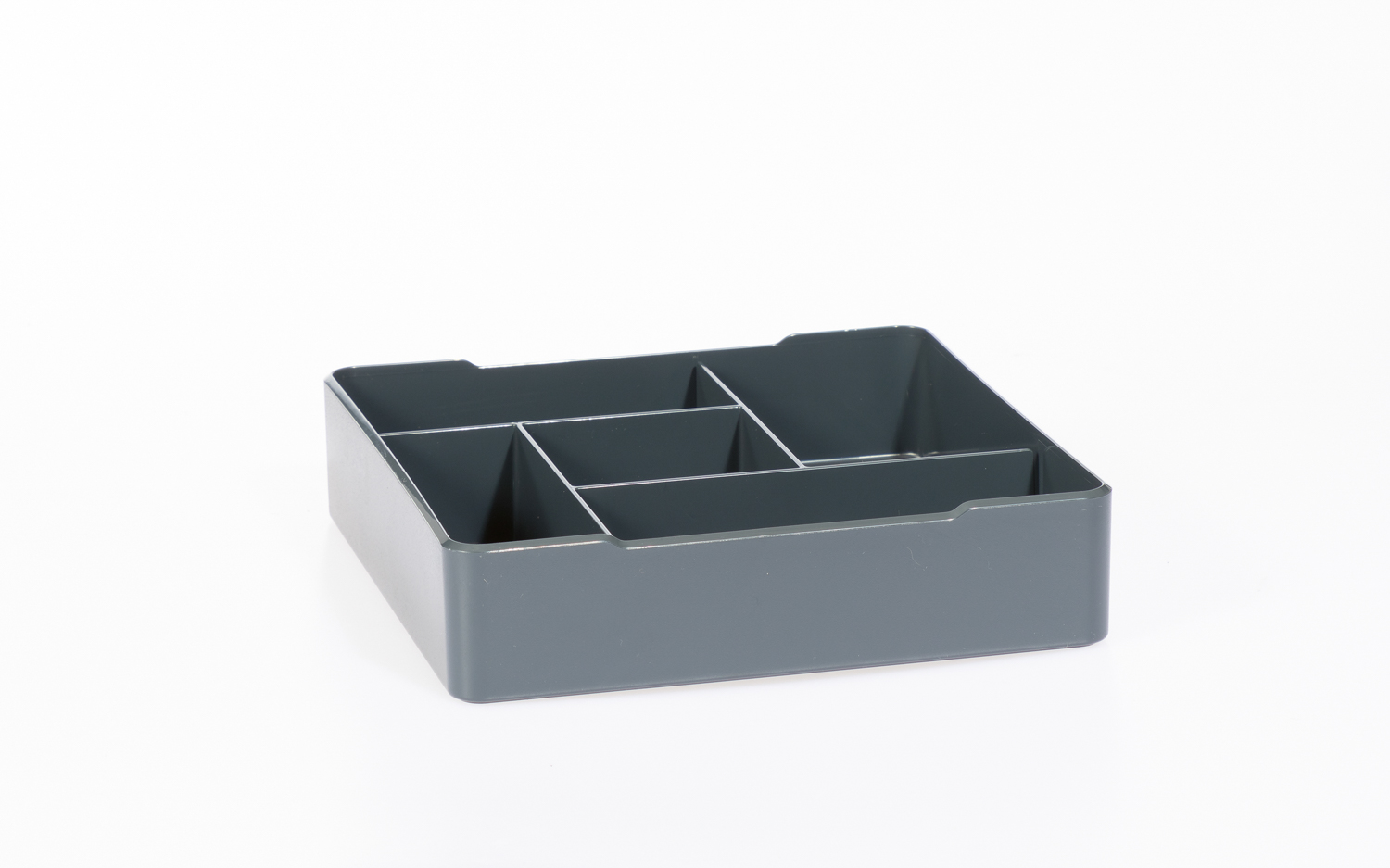 COFFEEPOINT Ablageschale quadratisch, anthrazit. 21 x 4,8 x 21 cm (B x H x T). 5 Fächer. Aus robustem ABS-Kunststoff, spülmaschinenfest.