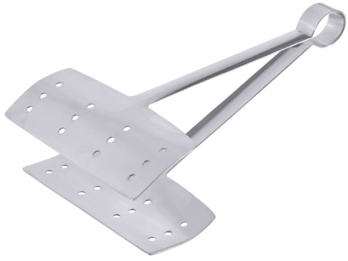 Fischzange perforiert, aus Edelstahl 18/0, hochglänzend, fugenlos, schwere Qualität Schaufelmaß: 15 cm x 7 cm, Gesamtlänge: 24 cm