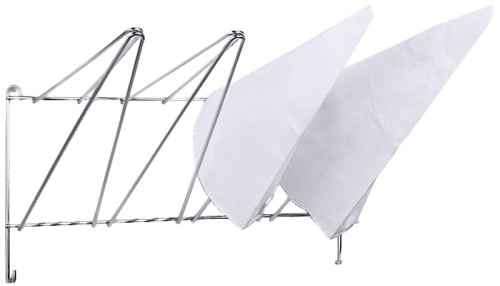 Spritzbeutelaufhänger für max. 4 Spritzbeutel, aus Edelstahl 18/10, elektrolytisch poliert, zur Wandaufhängung, schwere Qualität