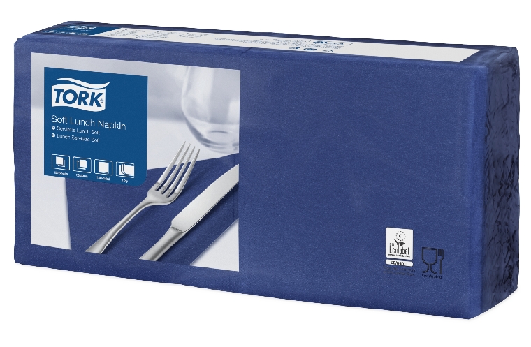 Tork Soft Lunchserviette dunkelblau 33 x 33 cm 1/4 Falz 1 x 150 Stck