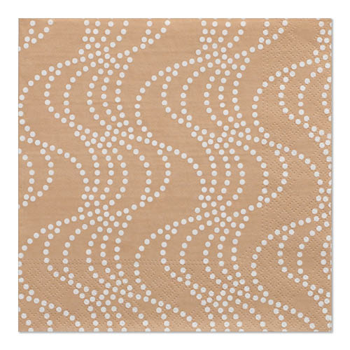 30 Servietten, 3-lagig 1/4-Falz 33 cm x 33 cm beige "Pearl Chains" von PAPSTAR