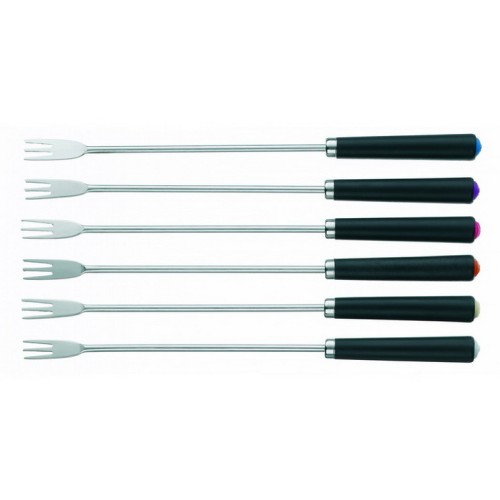 Kela Käsefonduegabeln Morena Edelstahl 6tlg. mit schwarzem Kunststoffgriff 24,5cm