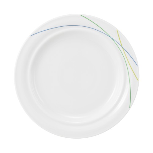 Seltmann Teller flach 25,5 cm (Systemteller), rund, Form: Community, Dekor: 57403 Green Line, hohe Kantenschlagfestigkeit, Made in Germany