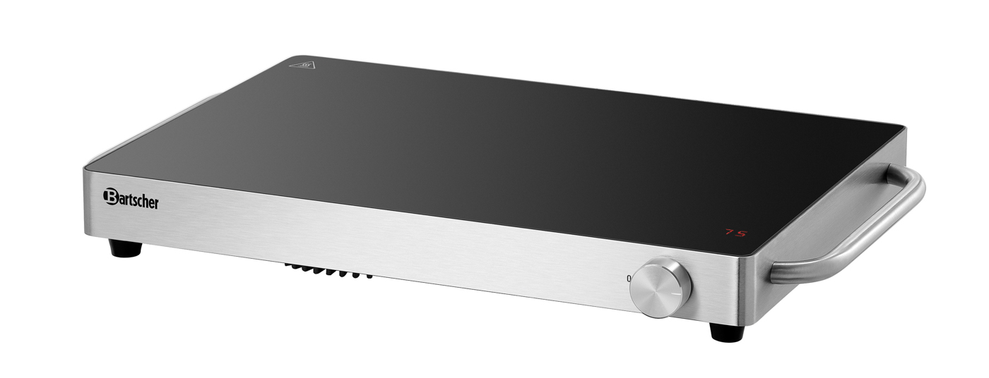 Bartscher Induktionswarmhalteplatte IW10 | Farbe:Schwarz ,Silber | Maße: 53 x 34 x 6,5 cm. Gewicht:5,8 kg