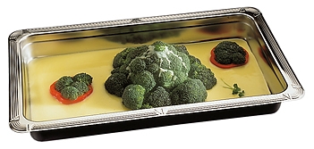 GN 1/2 Tablett / Behälter 32,5 x 26,5 cm, H: 6,5 cm 18/10 Edelstahl hochglanzpoliert 3,3 Liter -PROFI LINE-