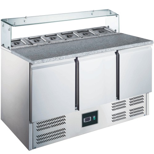SARO Pizzatisch mit Glasaufsatz, Modell EPS 903 G - Material: (Gehäuse und Innenraum) Edelstahl; (Arbeitsplatte) Granit; Glasaufsatz - 3