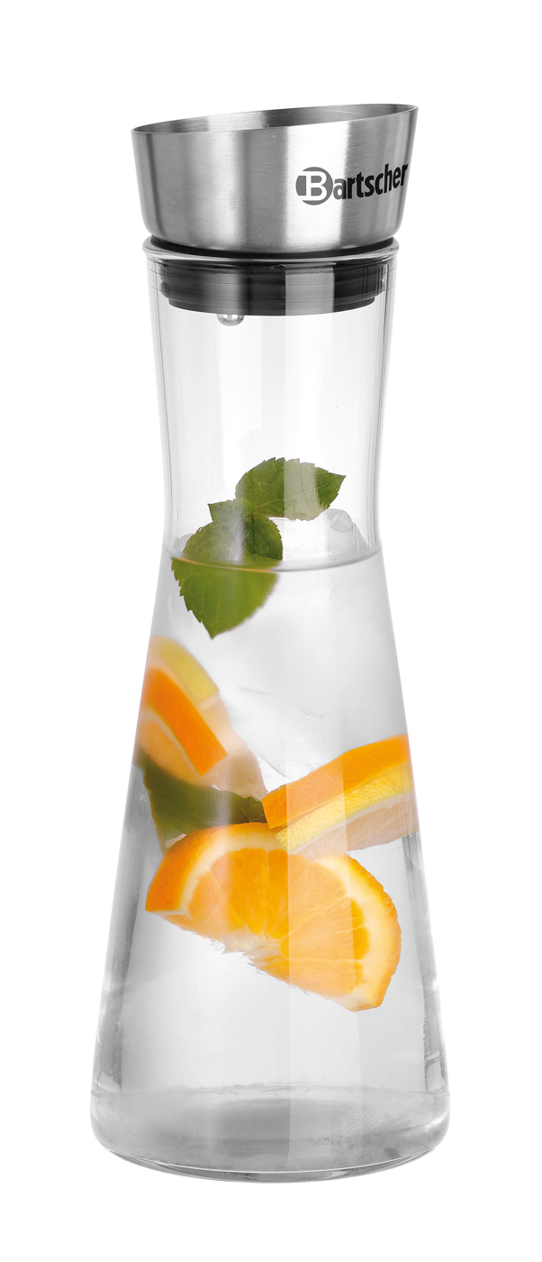 Bartscher Glaskaraffe 0,75L | Deckel-Deckel mitAusgießmechanik ,Automatische Verschlussklappe |Maße: 10 x 10 x 29,5 cm. Gewicht: 0,61 kg