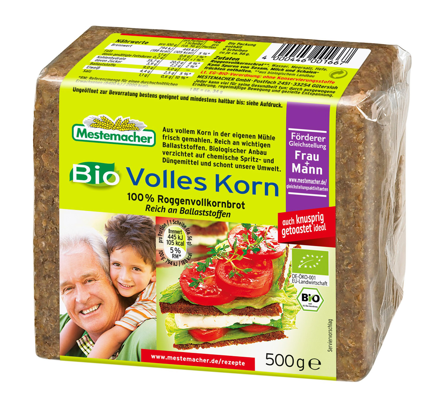 Mestemacher Bio Volles Korn Roggenvollkornbrot 500G
