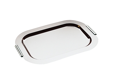 Tablett -FINESSE- 70 x 48 cm 18/0 Edelstahl verchromte Messing-Griffe spülmaschinengeeignet stapelbar