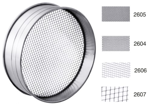 Rundsieb , extra grob (Lochmaß 6 x 6 mm) ganz aus Edelstahl 18/10, hochglänzend poliert, mit perforiertem Streckgewebe, Füllhöhe 5 cm, mit