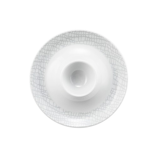 Seltmann Eierbecher mit Ablage, rund, Form: Life, Dekor: 25675 Fashion elegant grey, hohe Kantenschlagfestigkeit, Made in Germany