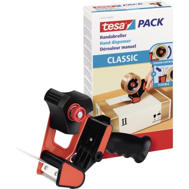 tesa® Packbandabroller Classic Metall schwarz/rot