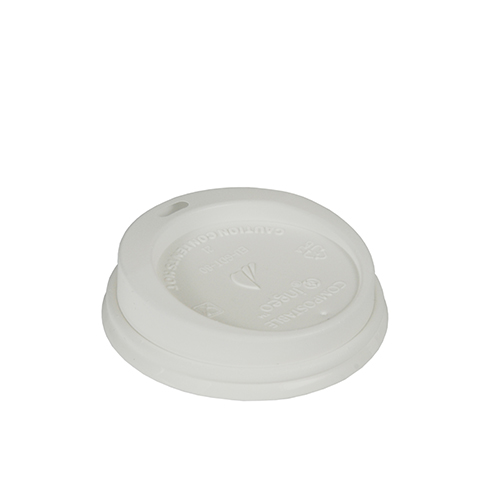 50 Dom-Deckel, C-PLA rund Ø 8 cm · 2,1 cm weiss von PAPSTAR