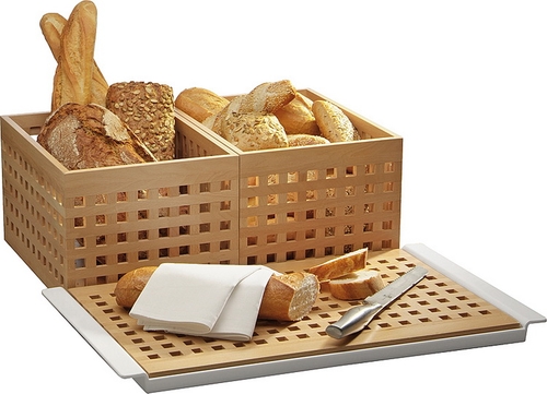 Tablett -BROTSTATION- 59,5 x 35,5 cm, H: 3,5 cm Melamin, weiß spülmaschinengeeignet stapelbar nicht mikrowellengeeignet