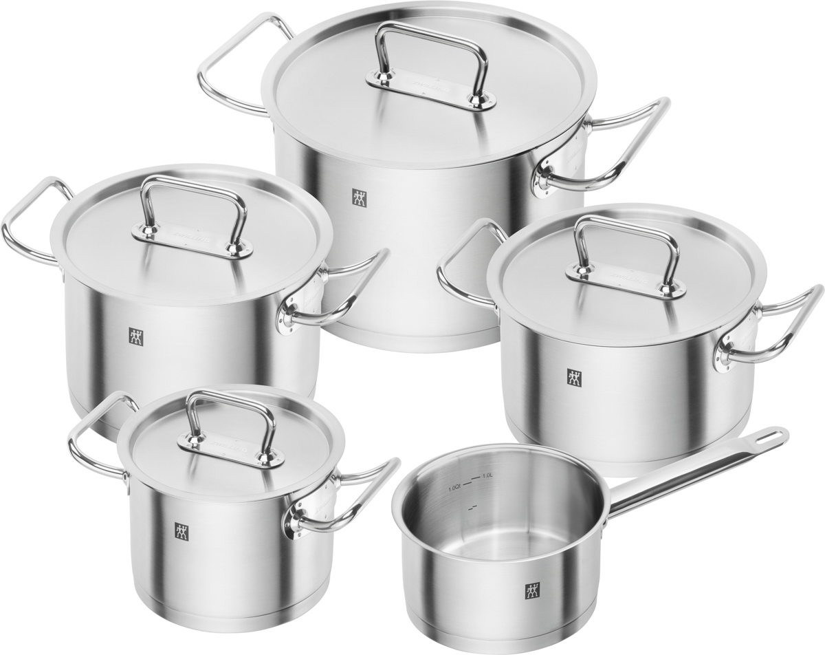 Kochgeschirrset, 5-tlg, rund, 18/10 Edelstahl, Serie: Pro S. Marke: ZWILLING