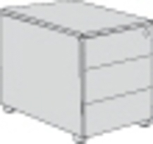 Rollcontainer MODUS, Farbe: weiss, Maße: 42 x 80 x 58 cm, mit Zentralschloss, 3 Stahlschubladen mit Auszugssperre und