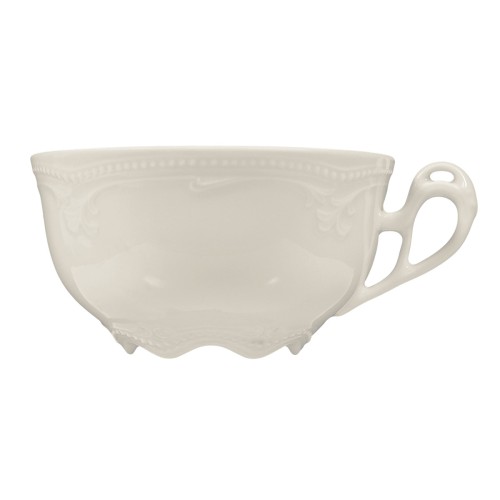 Seltmann Teeobertasse 0,21 l, rund mit Relief, Form: Rubin, weiss cream, hohe Kantenschlagfestigkeit, Made in Germany