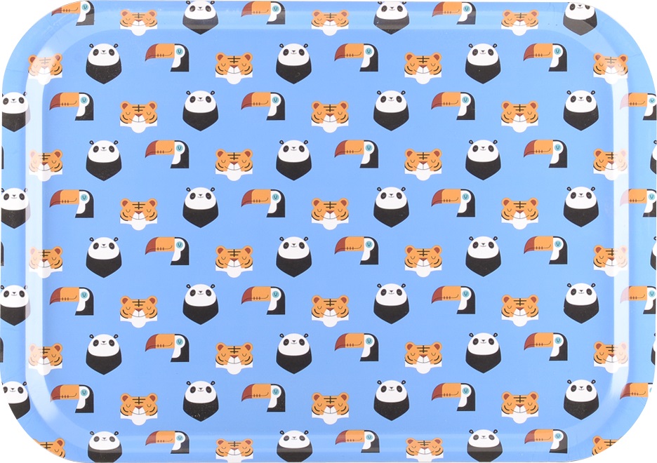 Roltex Fastfood Speisetablett, blau mit Tiermotiv, 37,5 x 26,5 x 1,9 cm aus Laminat